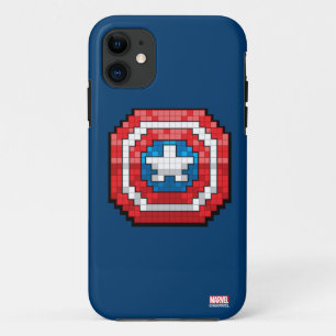 Coque iPhone 11 Bouclier Captain America pixelisé 16 bits