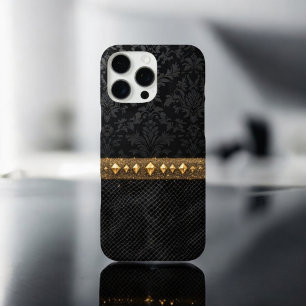 Coques iPhone 16 Pro Max Bouclier Damas Accentué Or