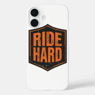 Coque Pour iPhone 16 Bouclier de moto Grunge "Ride Hard"