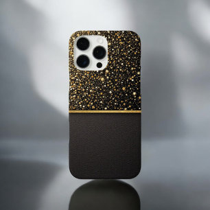 Coques iPhone 16 Pro Max Bouclier radiant (Parties scintillant - or - Cuir)
