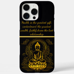 Coques iPhone 16 Pro Max Bouddha d'or assis à Lotus Pose.