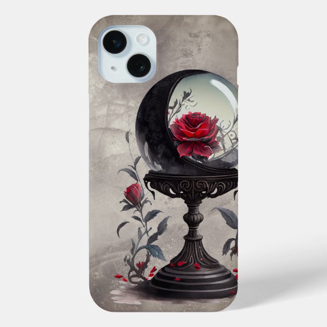 Coques Case-Mate iPhone Boudoir | Cristal Ball Croissant Lune Roses rouges (Verso)