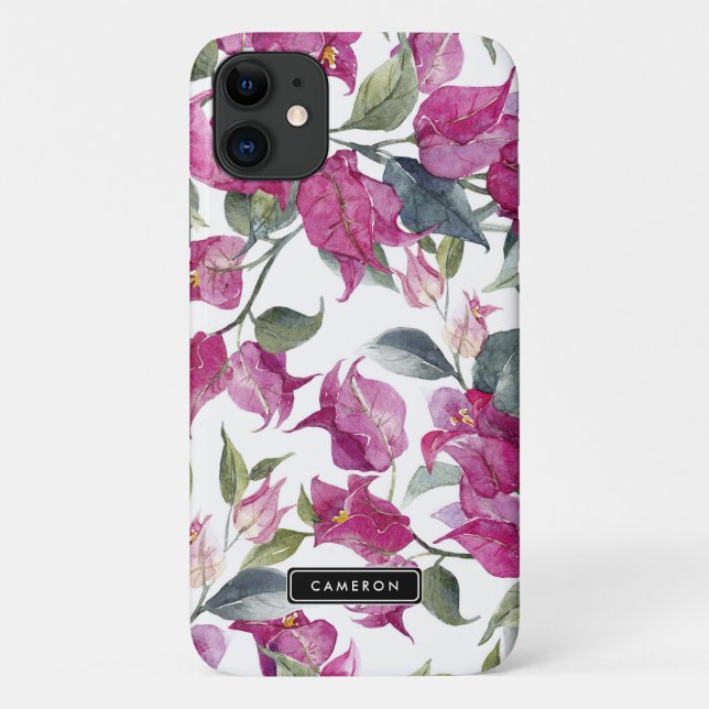Coques Case-Mate iPhone Bougainvilliers d'aquarelle violet Motif personnal (Dos)