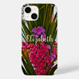 Coque Pour iPhone 14 Bougainvilliers rouges roses Fleurs Palms Tropical