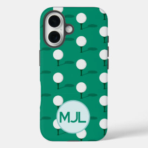 Coque Pour iPhone 16 Boule de golf sur le Motif avec Monogramme personn