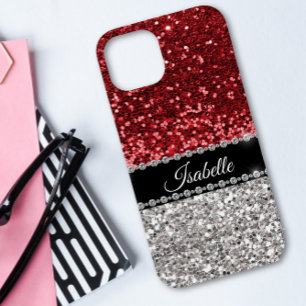 Coque Pour iPhone 14 Boule de verre rouge étincelante personnalisée