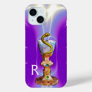 Coque Pour iPhone 15 BOULE D'HYGÉIE Médecine, Pharmacie Monogramme Purp