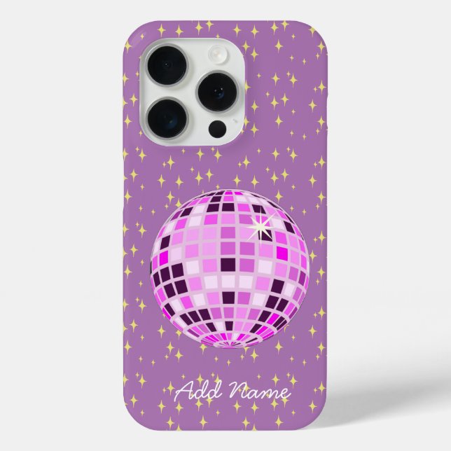 Coques Case-Mate iPhone Boule Disco Retro Rose Personnalisée Violet (Verso)