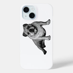 Coque Pour iPhone 15 Bouledogue avec détails de points Manga gras