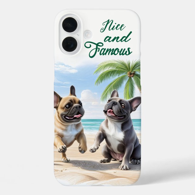 Coques Case-Mate iPhone Bouledogues français à la plage en vacances (Verso)