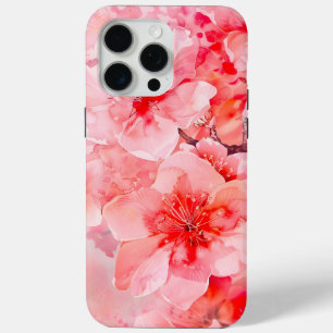Coque iPhone 15 Pro Max Boules de fleurs de cerisier d'aquarelle