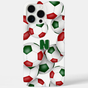 Coques iPhone 16 Pro Max boules de football rouge vert monogrammed