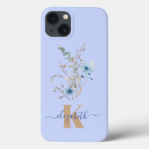 bouquet de fleurs aquarelle bleu poussiéreux rusti
