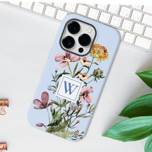 Coque Pour iPhone 14 Pro Bouquet de fleurs sauvages aquarelle Monogram #1 