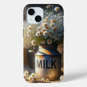Coque Pour iPhone 15 Bouquet de marguerite dans une boîte de lait