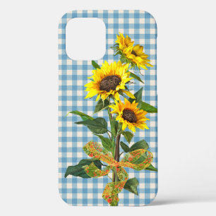 Case-Mate iPhone Case Bouquet de tournesol sur En vichy bleu