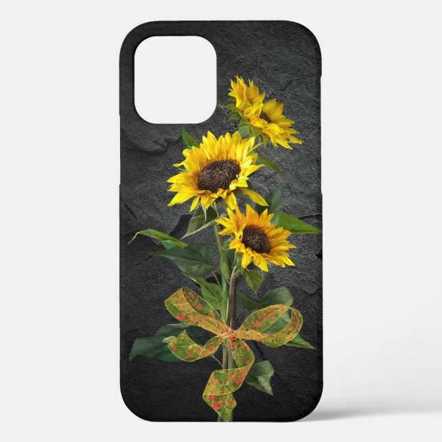Coques Case-Mate iPhone Bouquet de tournesol sur pierre noire (Verso)