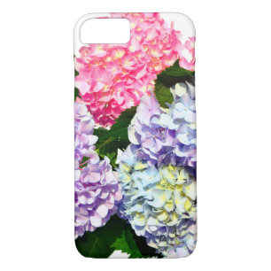 Coques Pour iPhone Bouquet d'hortensia bleu rose violet élégant