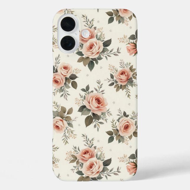 Coques Case-Mate iPhone Bouquet fleuri rose pastel et crème motif (Verso)