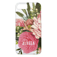 Bouquet floral de pivoine assez rose avec le nom