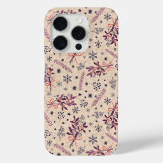 Coque iPhone 15 Pro Bouquet saint de Noël - Crème Beige