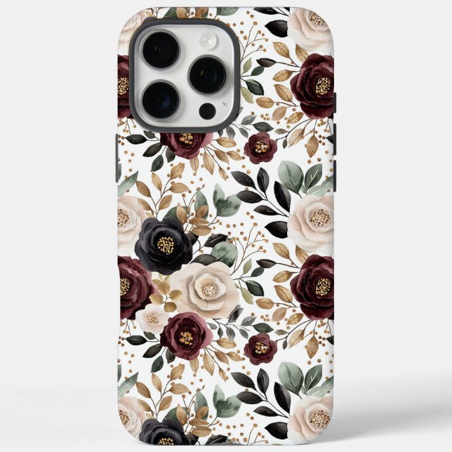 Coques Case-Mate iPhone Bourgogne chic floral crème   (Verso)