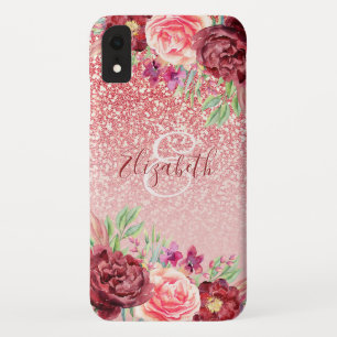 Case-Mate iPhone Case Bourgogne Floral Rose Gold Parties scintillant per