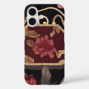 Coque Pour iPhone 16 Bourgogne Or art IA 