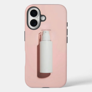 Coque Pour iPhone 16 bouteille en matte blanc sur arrière - plan pastel