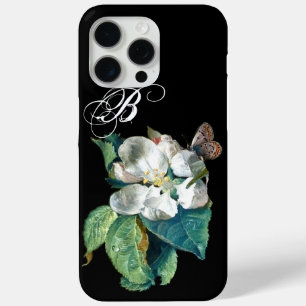 COQUE iPhone 15 PRO MAX BOUTEILLE SUR LA FLEURS BLANCHES, MONOGRAMME FLORA