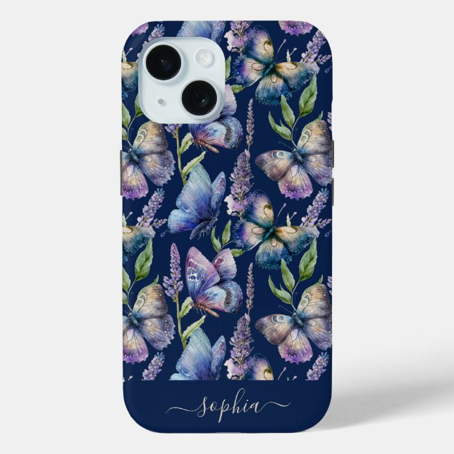 Coques Case-Mate iPhone Bouteilles d'aquarelle Fleur de bactéries Nom pers (Verso)