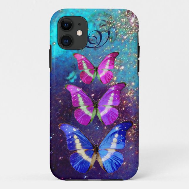 COQUES Case-Mate iPhone BOUTEILLES ROSES BLEU PURPLE EN PARKLES D'OR (Dos)