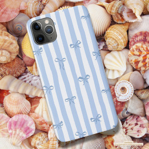 Case-Mate iPhone Case Boutons et rayures jolies et girly bleu pastel