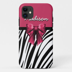 Case-Mate iPhone Case Bow Zebra noir et rose