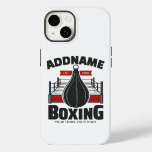 Coque Pour iPhone 14 Boxe Anneau AJOUTER NOM Boxer Gym Speed Sac