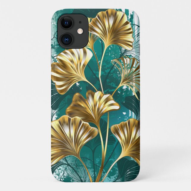 Coques Case-Mate iPhone Branche avec Feuilles d'or Ginko Biloba (Dos)