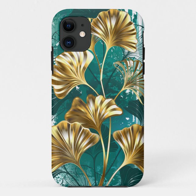 Coques Case-Mate iPhone Branche avec Feuilles d'or Ginko Biloba (Dos)