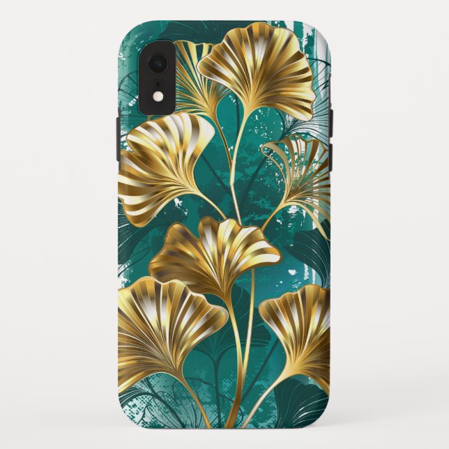 Coques Case-Mate iPhone Branche avec Feuilles d'or Ginko Biloba (Dos)
