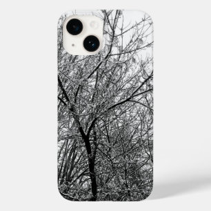 Coque Pour iPhone 14 Branches artistiques de l'arbre de neige B & W Pho