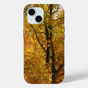 Coque Pour iPhone 15 Branches de feuilles jaunes couleur automne lumine