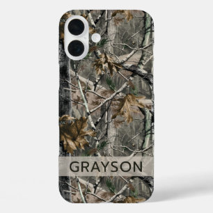 Coques iPhone 16 Plus Branches de forêt Camouflage Personnalisé