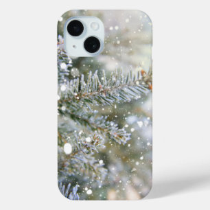 Coque Pour iPhone 15 Branches de pins neigeux Vacances hivernales