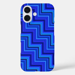 Coques iPhone 16 Brayures bleues escaliers motif