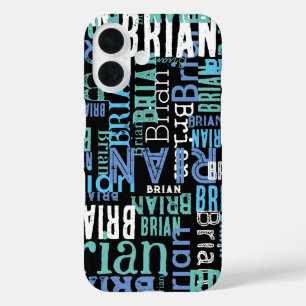 Coque Pour iPhone 16 Brian répété (nom personnalisé) noir