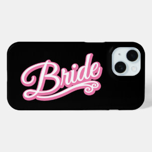 Coque Pour iPhone 15 Bride rose/blanc sur noir