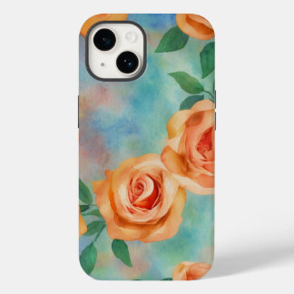 Coque Pour iPhone 14 Bridgerton Boho inspiré aquarelle orange floral