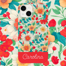 Bright coloré motif floral vintage boho rouge