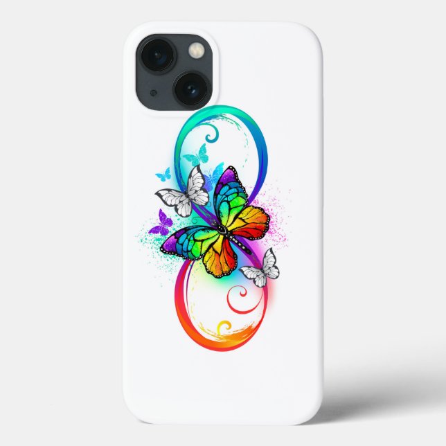 Coques Case-Mate iPhone Bright infinity with rainbow butterfly (Verso)