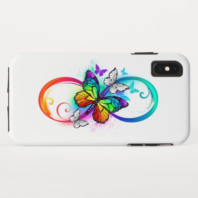 Coques Case-Mate iPhone Bright infinity with rainbow butterfly (Dos (Horizontal))