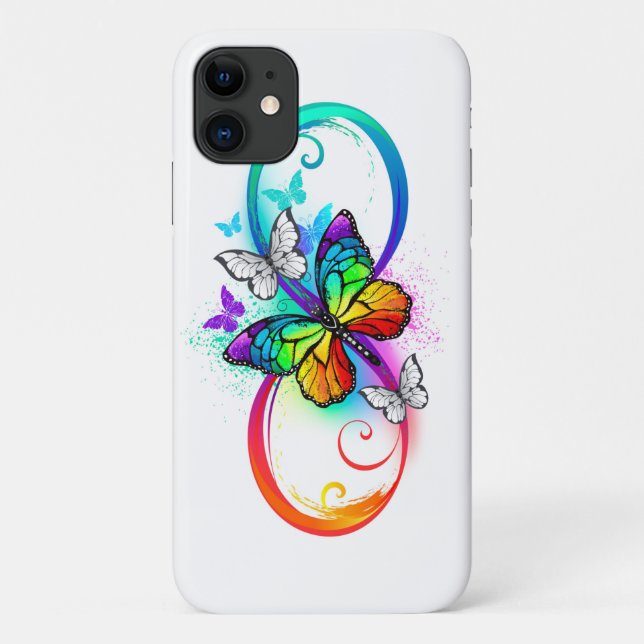 Coques Case-Mate iPhone Bright infinity with rainbow butterfly (Dos)